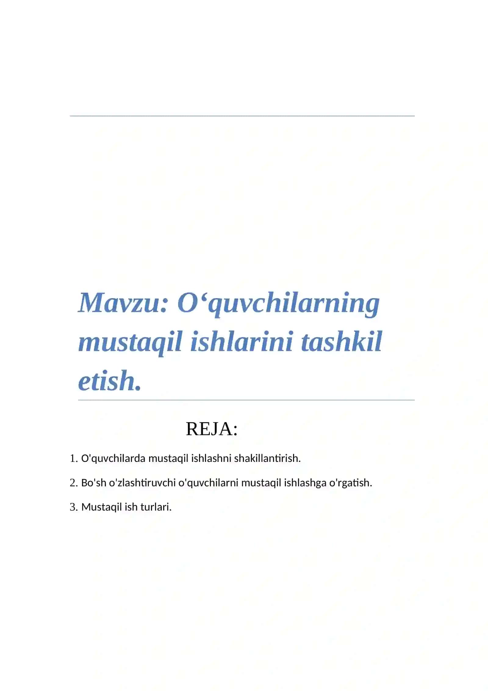 O‘quvchilarning mustaqil ishlarini tashkil etish 2