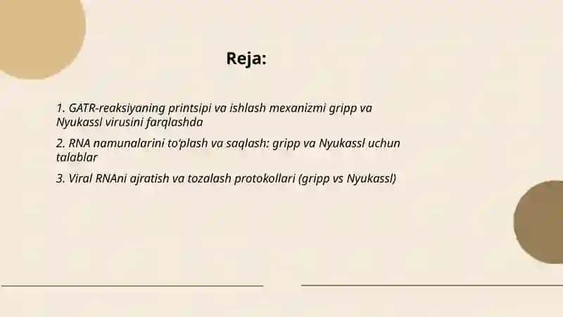 GATR-reaksiya yordamida gripp virusini Nyukassl virusidan farqlash 2