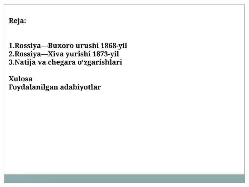 Rossiya-Buxoro(1868 y) va Rossiya-Xiva(1873 y) urushlari, chegalar 2