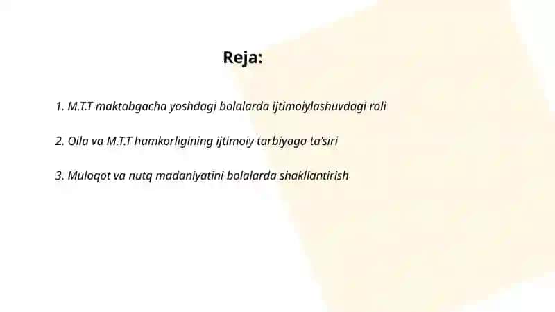 M.T.T maktabgacha yoshdagi bolalar uchun ijtimoiy tarbiya maskani 2