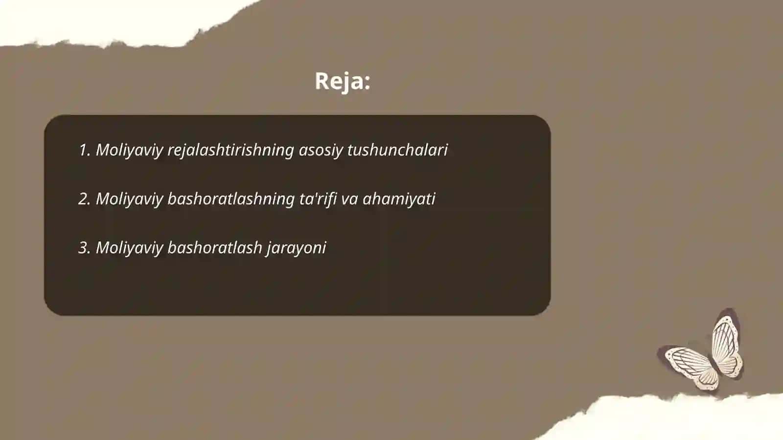 Moliyaviy rejalashtirish va moliyaviy bashoratlash 2