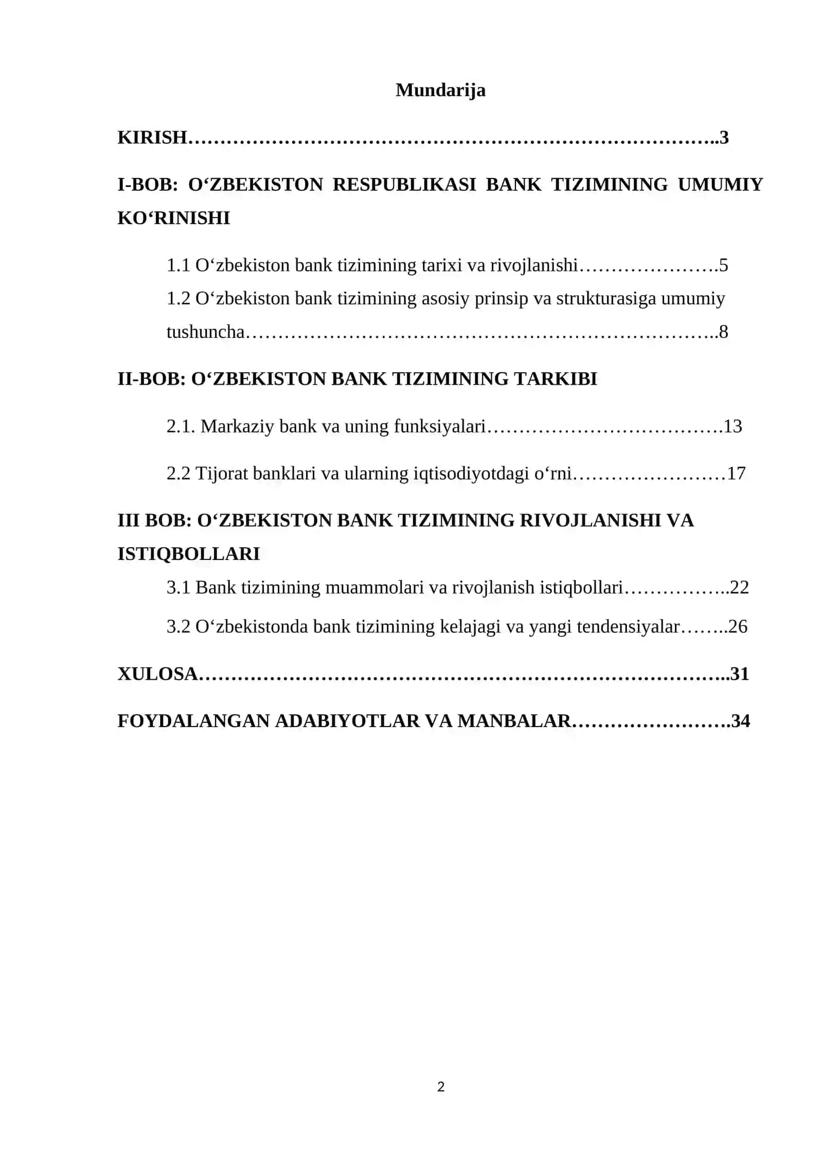 Oʻzbekiston respublikasi bank tizimi va uning tarkibi 2
