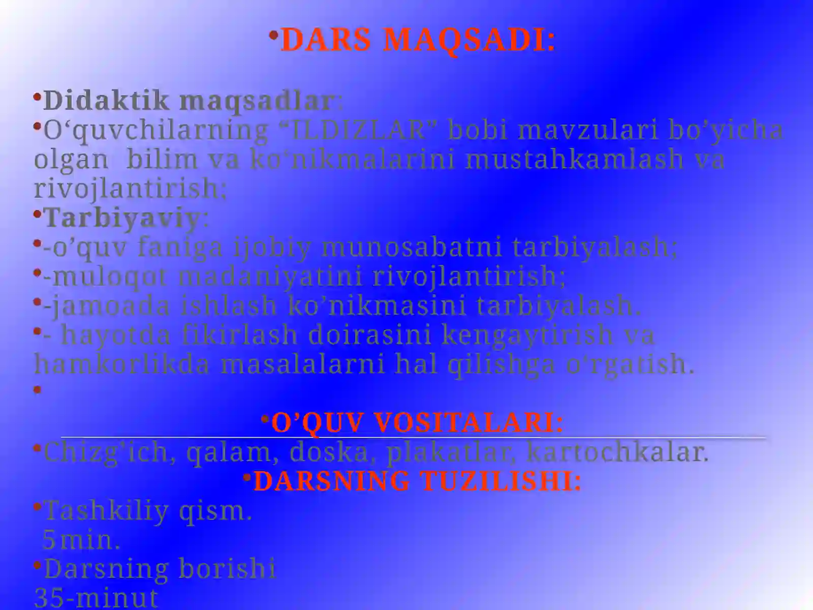 “ILDIZLAR” BOBINIYAKUNLASH DARSIDA MUSOBAQA 2