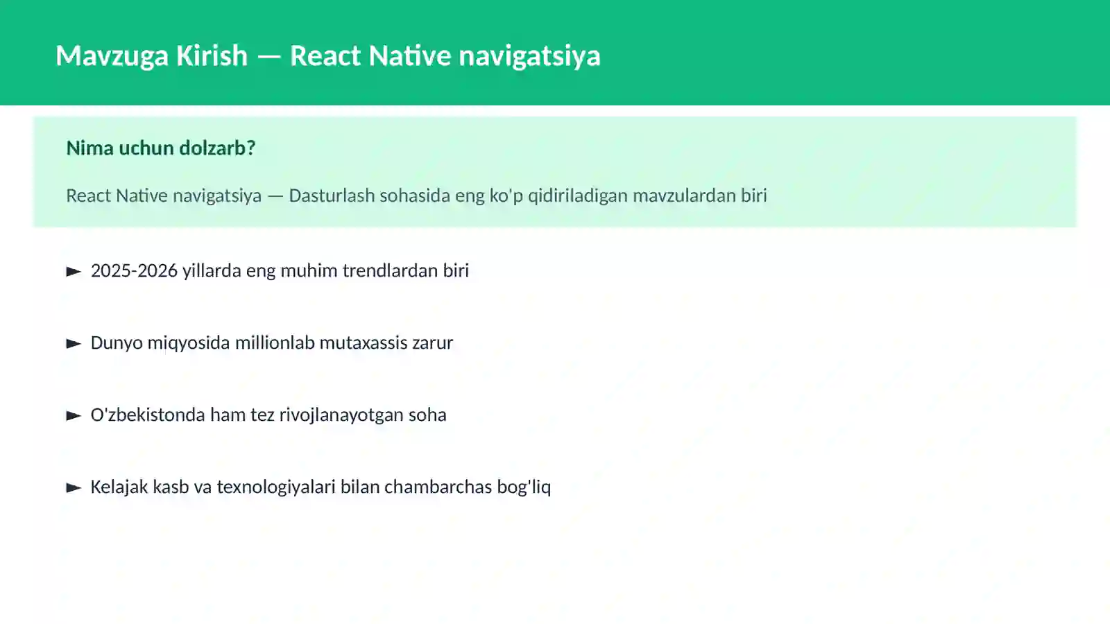 React Native navigatsiya 2