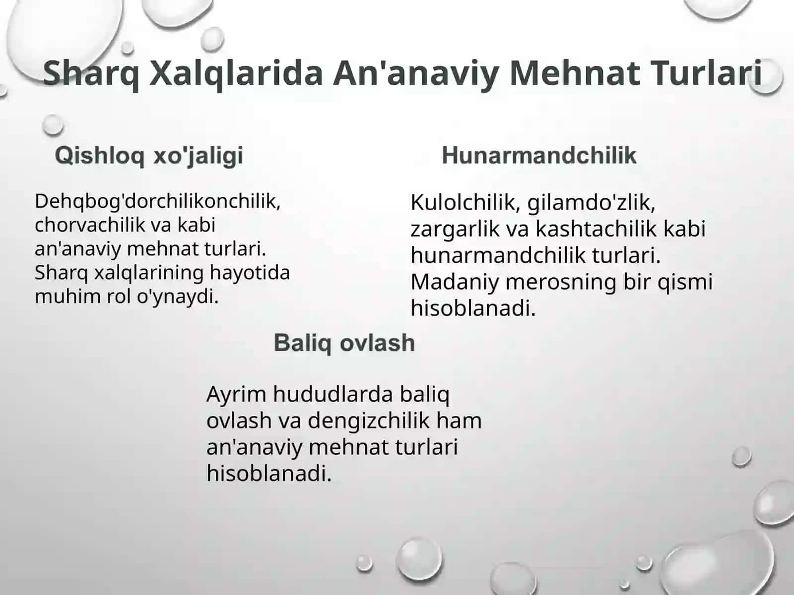 Sharq xalqlarining mehnat va kasb Antropologiyasi 2