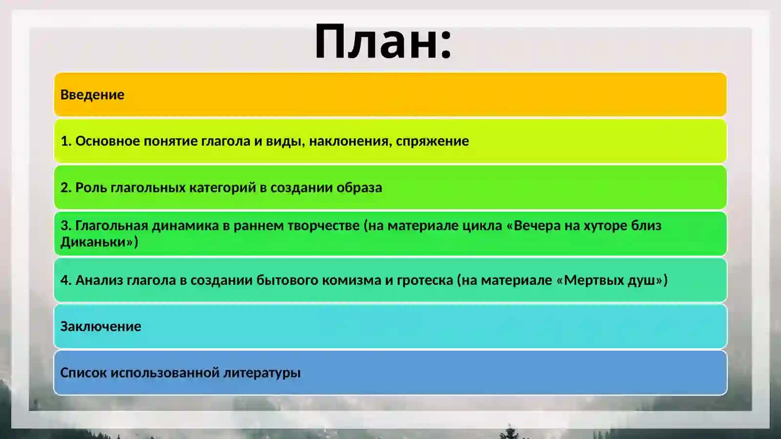 ГЛАГОЛ КАК ЦЕНТРАЛЬНАЯ ЧАСТЬ РЕЧИ В ХУДОЖЕСТВЕННОМ ТЕКСТЕ (НА МАТЕРИАЛЕ ПРОИЗВЕДЕНИЙ Н. В. ГОГОЛЯ) 2