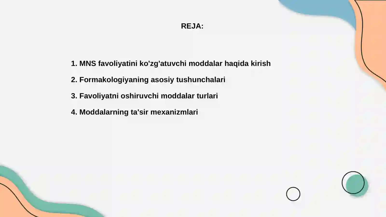 MNS favoliyatini qoʻzgʻatuvchi moddalar formakologiyasi 2