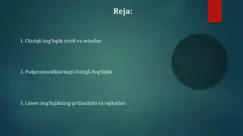 Chiziqli bog'liqlik va vektorlar sistemasining chiziqli bog'liqligi 2