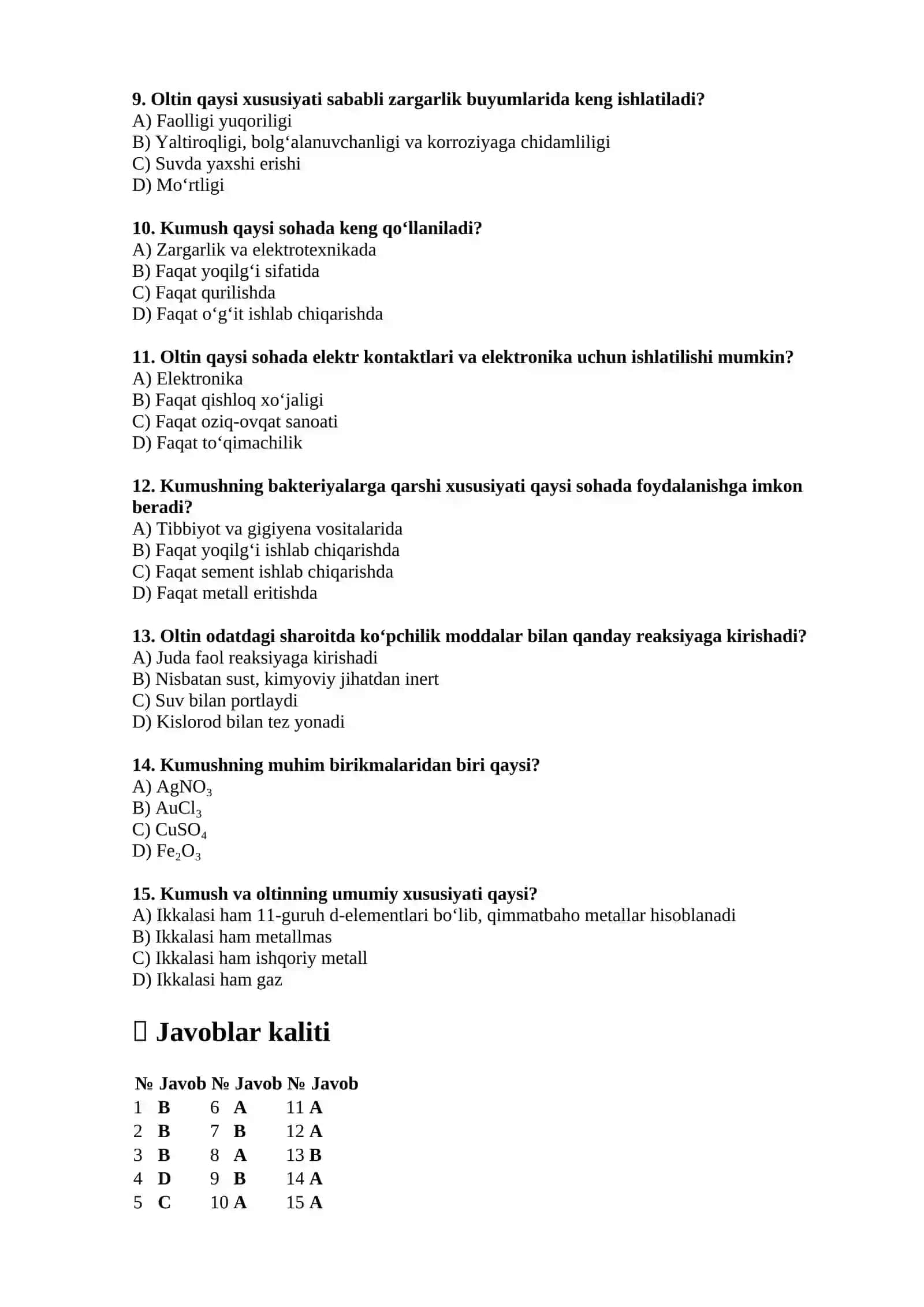 Kumush va oltinning xossalari va ishlatilishi 2