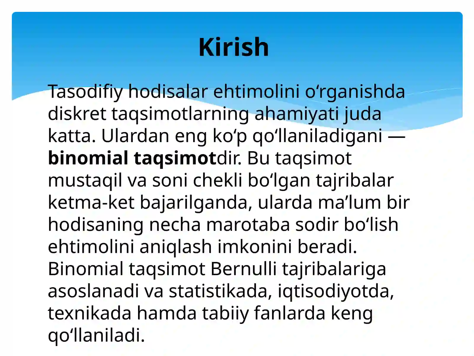 Binomial taqsimot qonuni 2