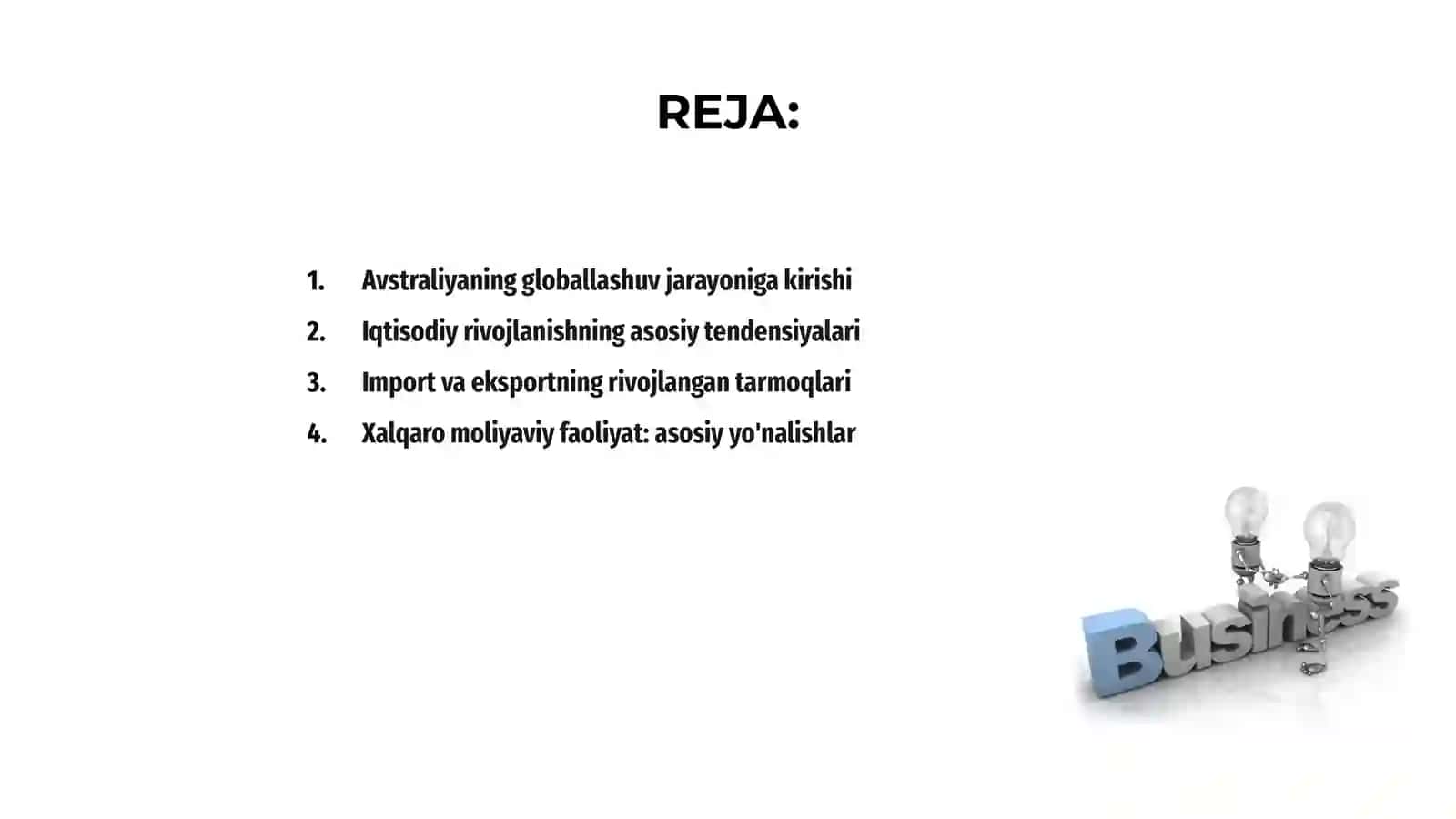 Avstraliyaning iqtisodiy rivojlanish istiqbollari va xalqaro moliyaviy faoliyati 2