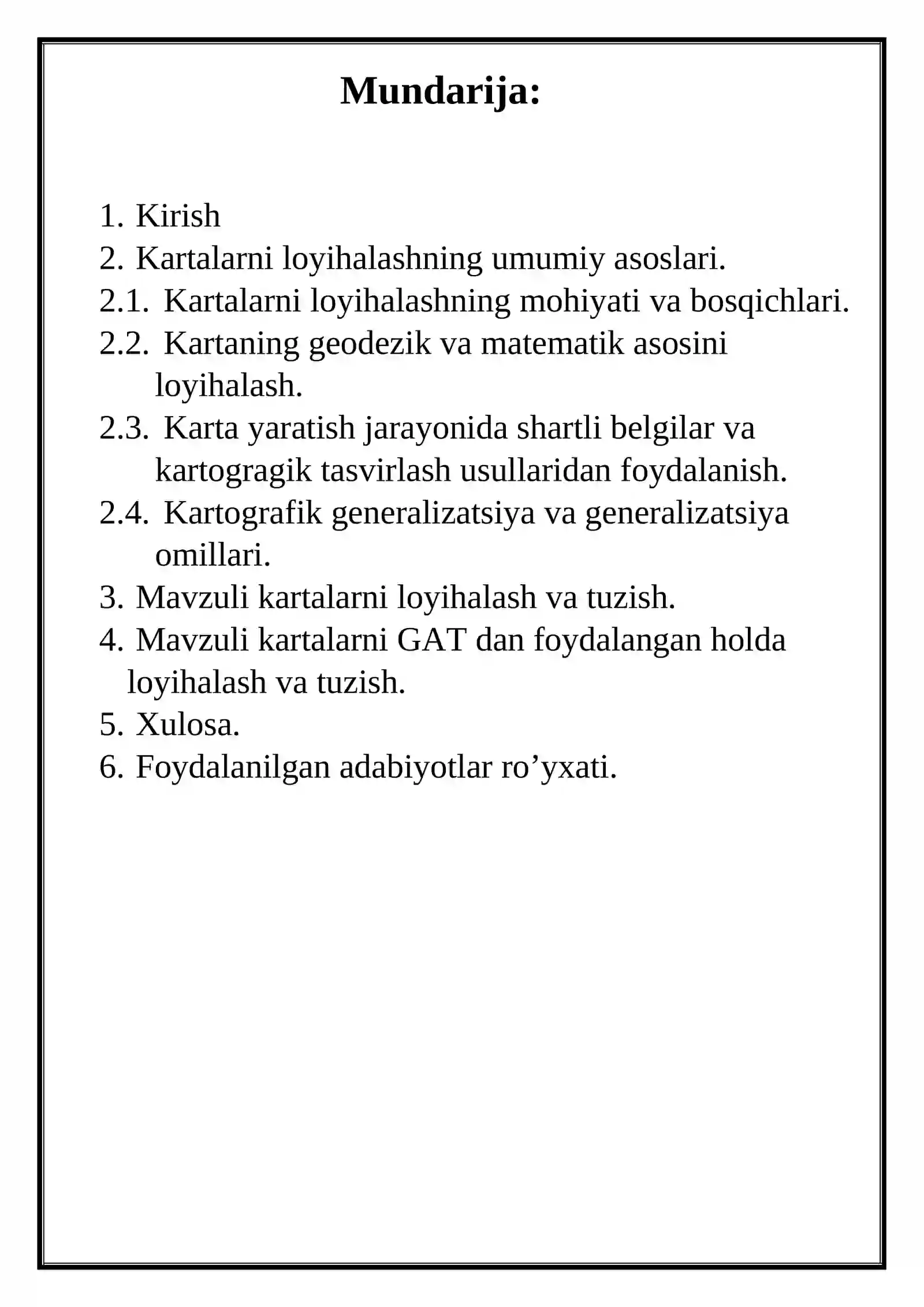 Kartalarni loyihalashning umumiy asoslari 2