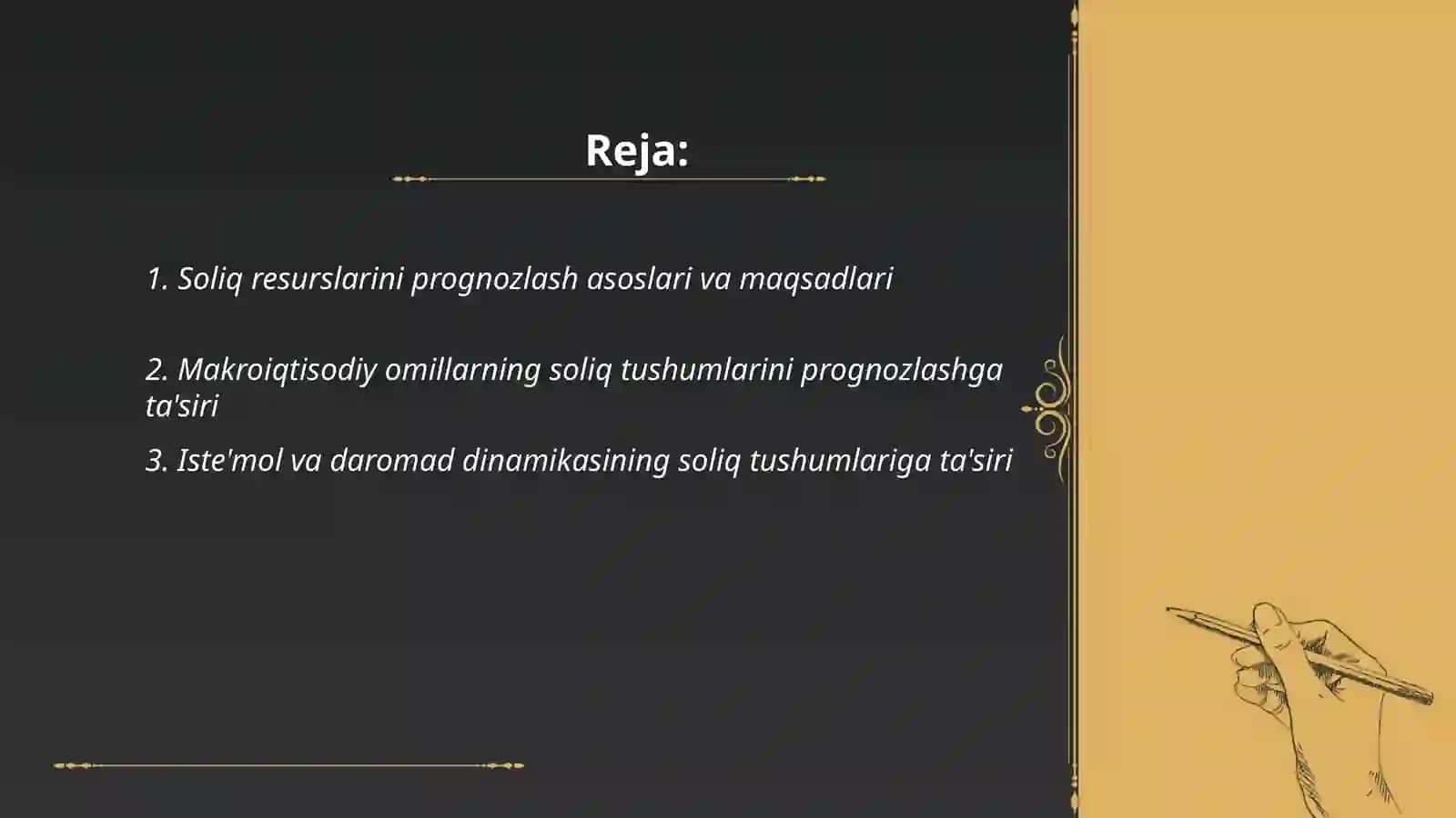 Soliq resurslarini prognozlash va tushunlarga ta'sir qiluvchi omillar Soliq tekshiruv turlari va ularni tashkil qilish 2