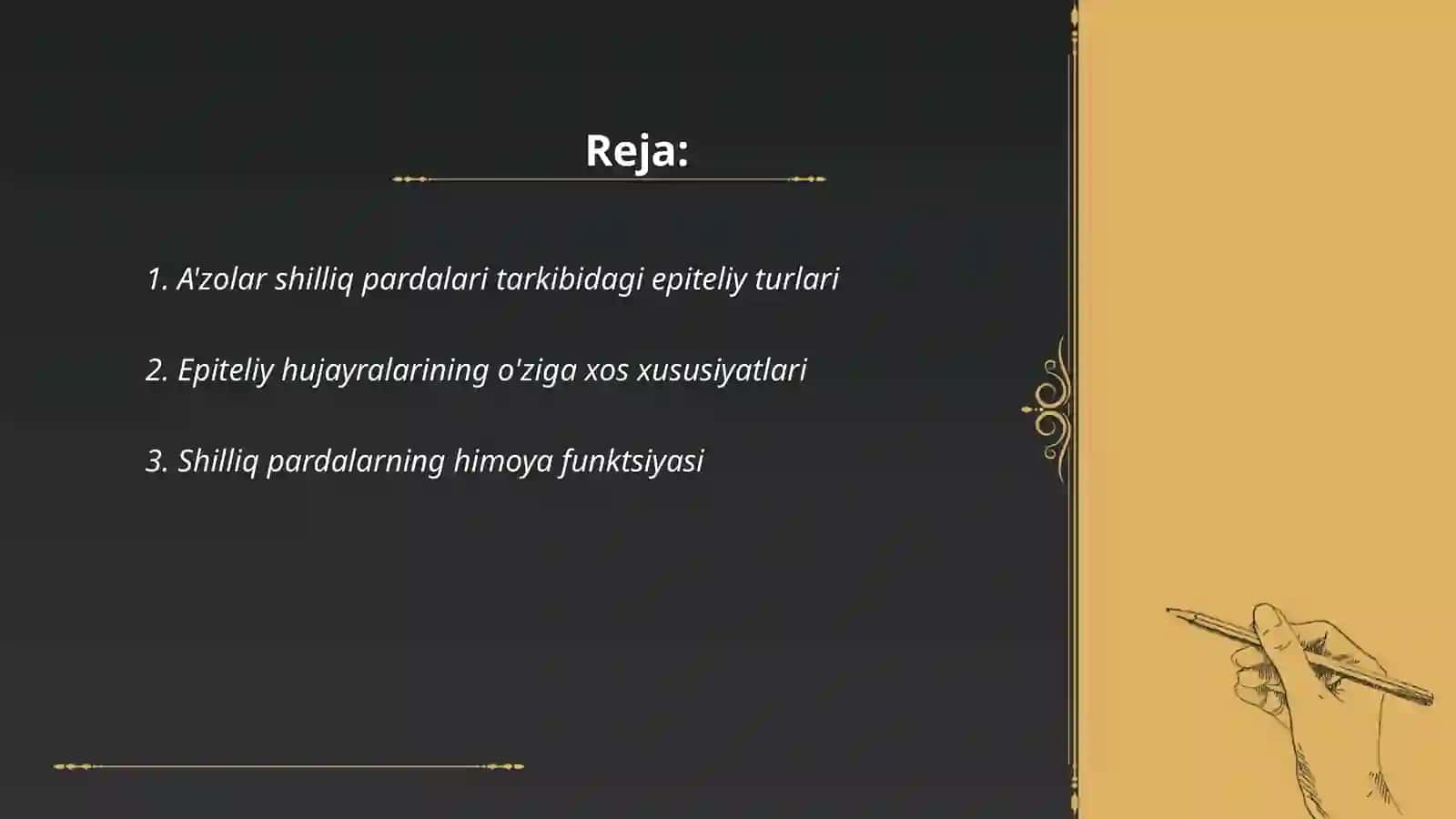 A'zolar shillqq pardalari tarkibidagi epitеliyningo’ziga xosligi. Bеzlar. Sеkrеtor jarayonninggistofiziologiyasi. Sеkrеtsiya tiplari 2