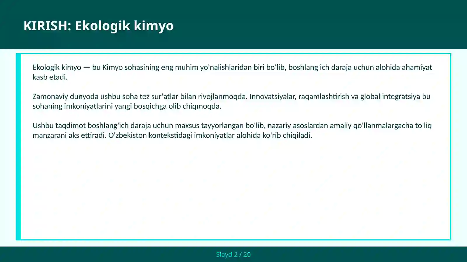Ekologik kimyo 2