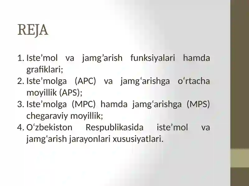 ISTEʼMOL VA JAMG‘ARISH 2