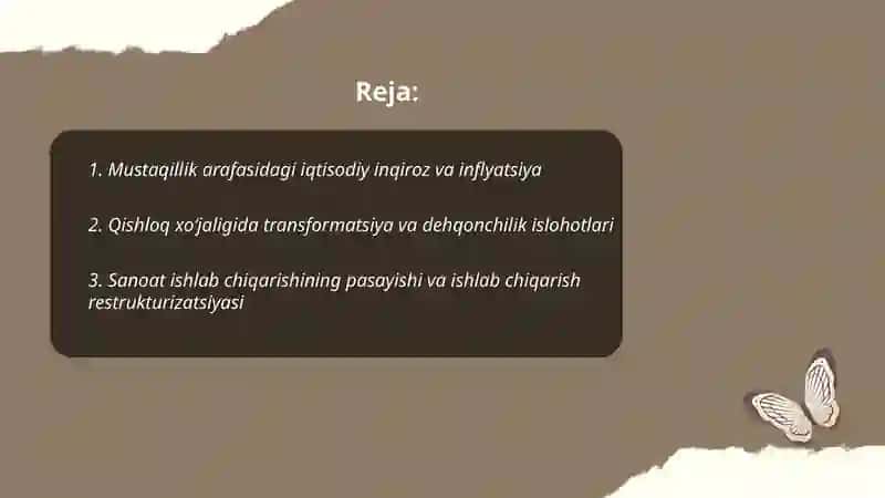 Mustaqillik erishish arafasida O'zbekistonda ijtimoiy iqtisodiy jarayonlar 2
