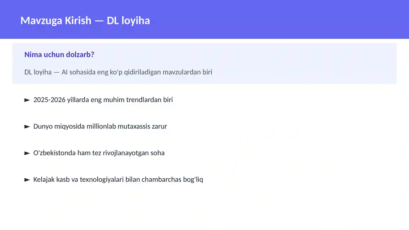 AI | DEEP LEARNING VA NEYRON TARMOQLAR 2