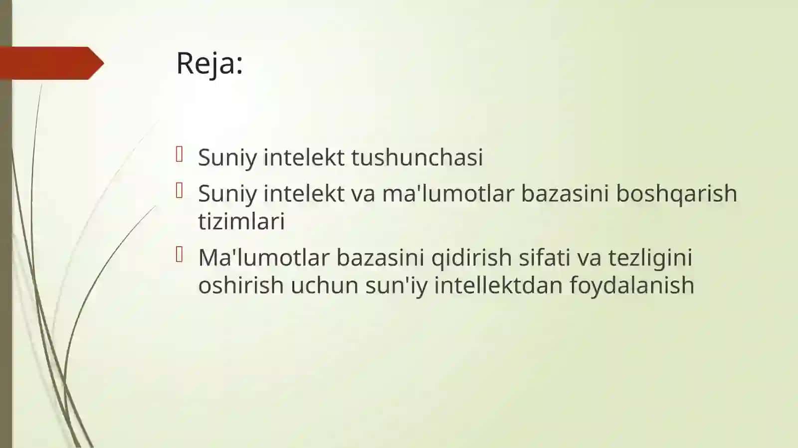Suniy intelekt va malumotlar bazasi 2