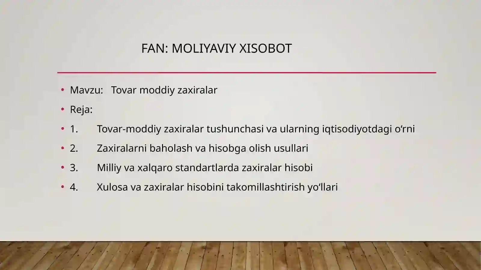 Tovar-moddiy zaxiralar hisobi 2