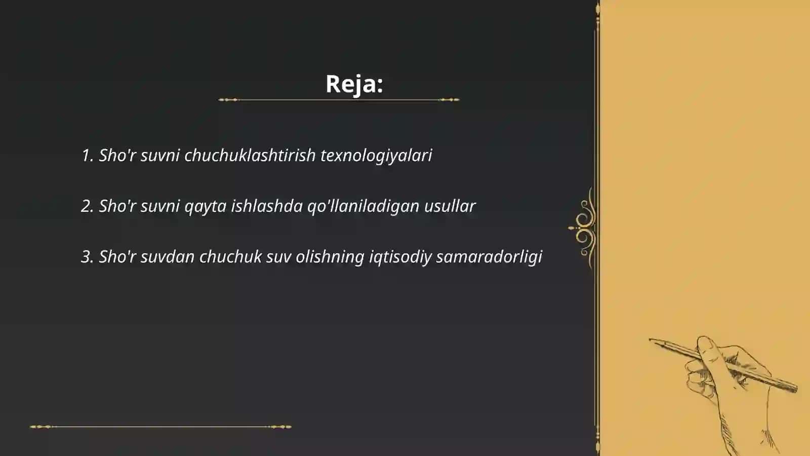 Sho'r suvni chuchuklashtirish texnologiyalari 2