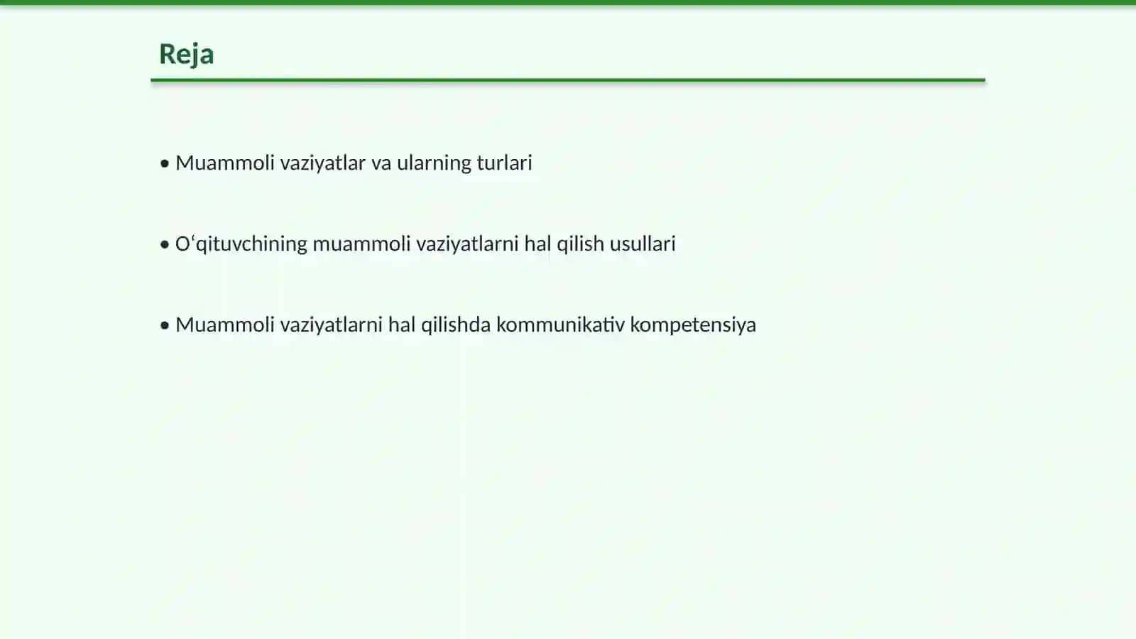 Oʻqituvchi faoliyatida muammoli vaziyatlarni hal qilish kompetensiyasi 2