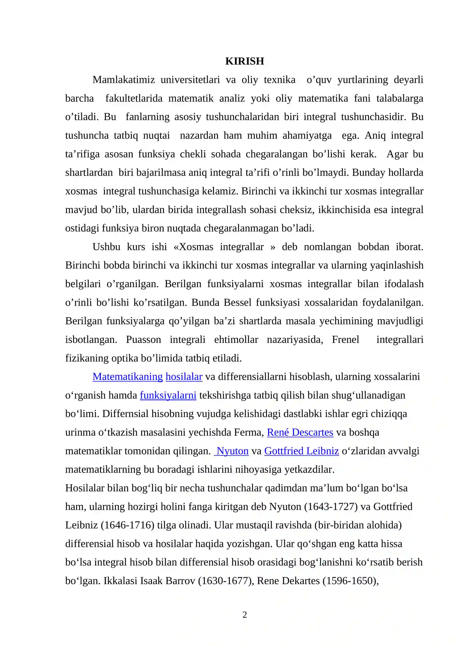 Xosmas integral 2