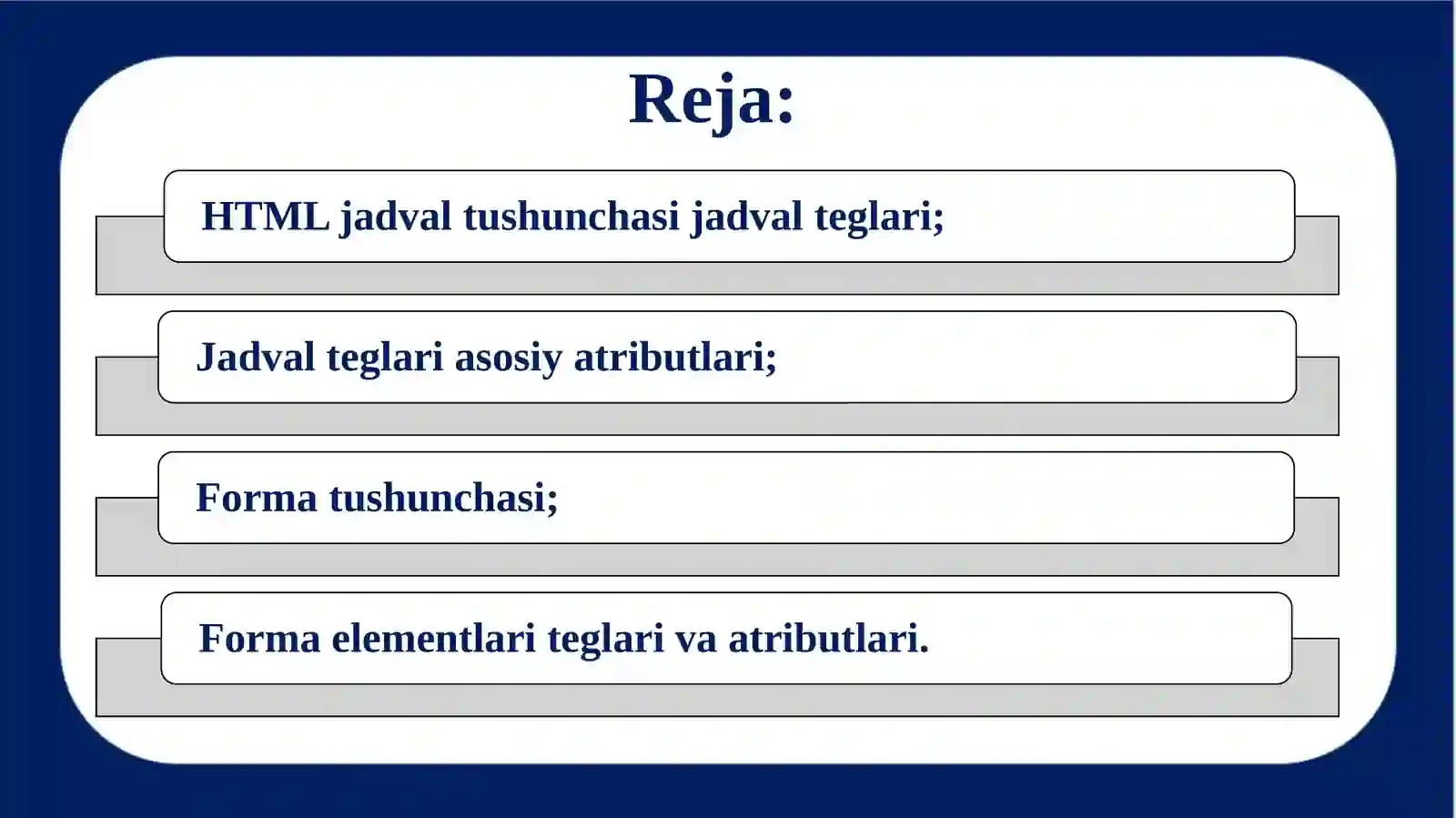 HTML jadval va forma teglari 2