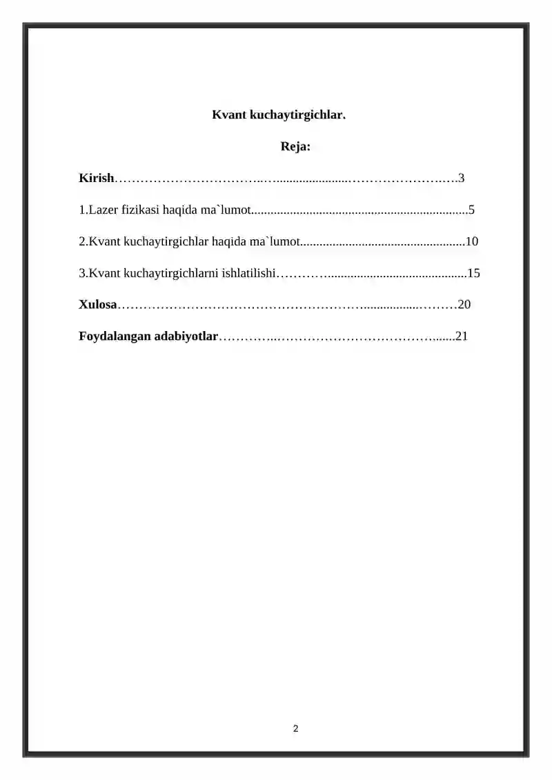 Kvant kuchaytirgichlar. 2