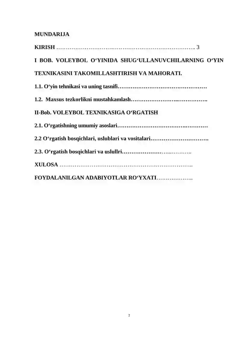 VOLEYBOL OʻYINIDA SHUGʻULLANUVCHILARNING OʻYIN TEXNIKASINI TAKOMILLASHTIRISH VA MAHORATINI OSHIRISH 2