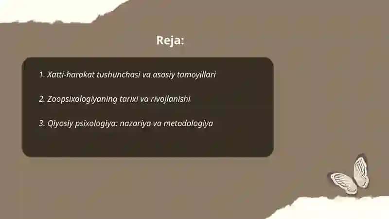 Xatti-harakat qurilmalari. Zoopsixologiya va qiyosiy psixologiyaga kirish 2