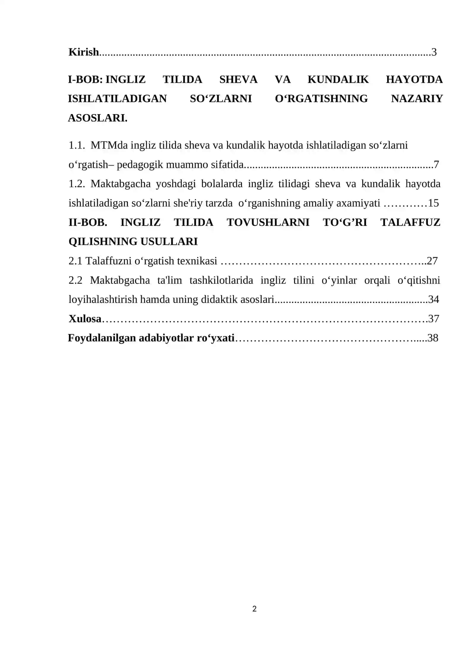 INGLIZ TILIDA SHEVA VA KUNDALIK HAYOTDA ISHLATILADIGAN SOʻZLARNI OʻRGATISH ISHLANMA-LOYIHASI 2