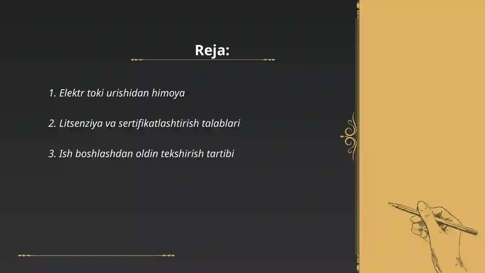 Kuchlanishi 1000 V gacha va 1000 V dan yuqori boʻlgan elektr ustanovkalarini ishlatishdagi umumiy xavfsizlik hoydalari 2