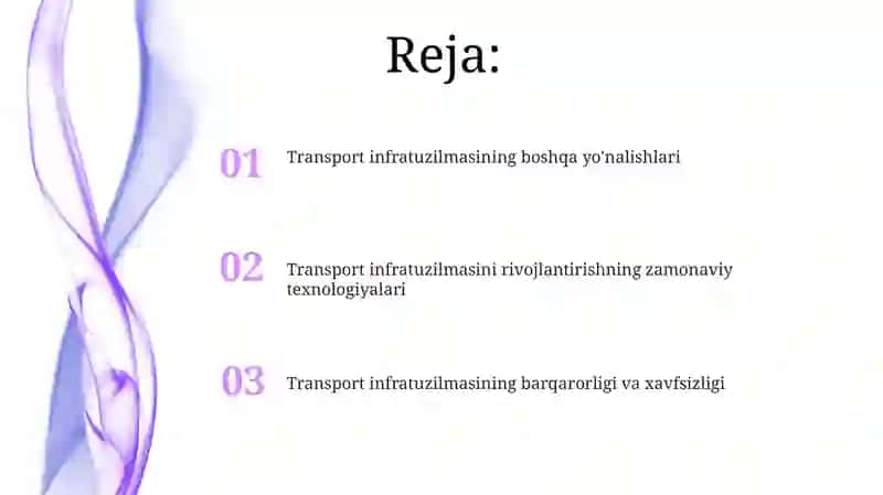 Transport infratuzilmasi bilan bog'liq boshqa yõnalishlar 2