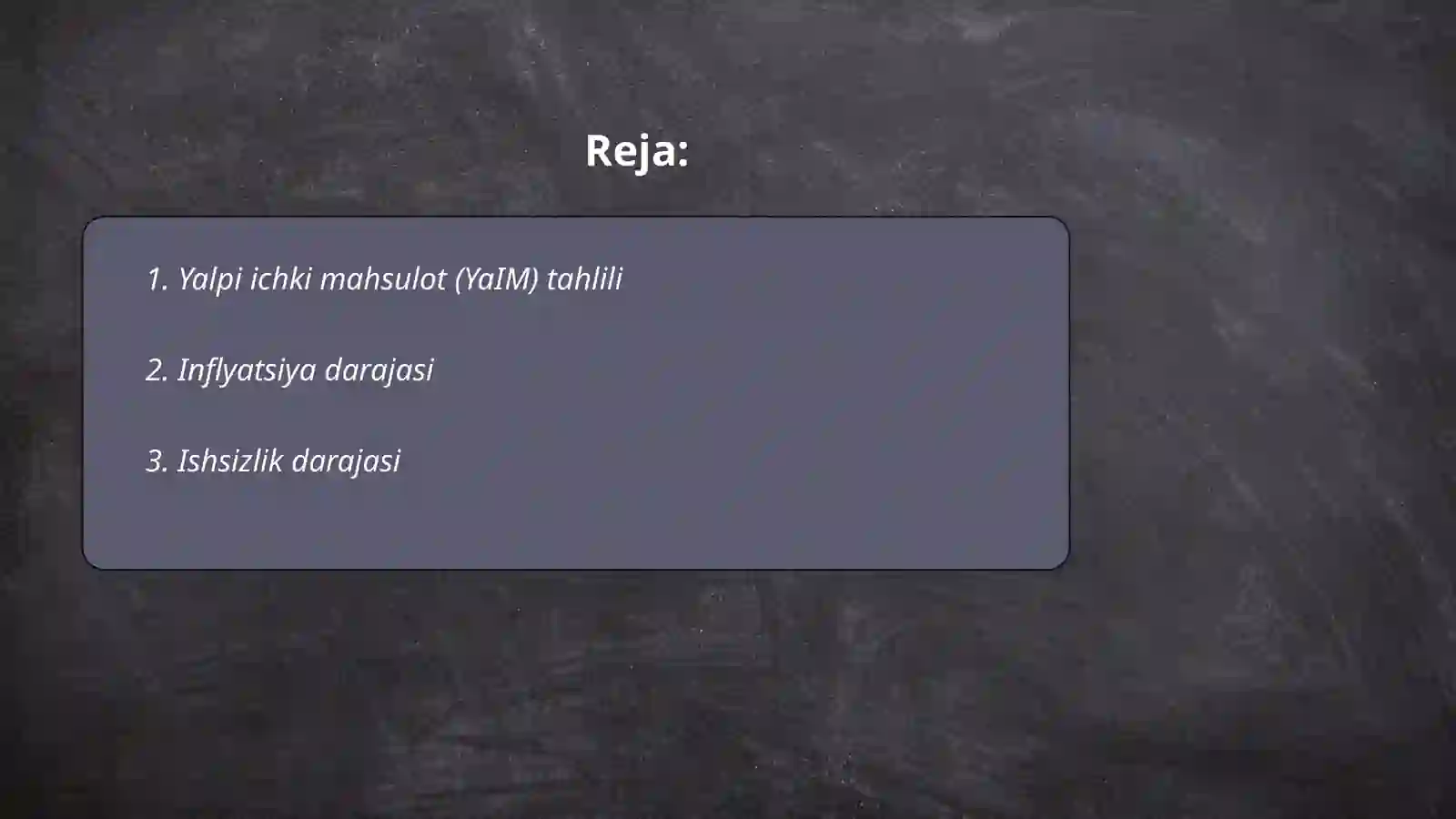 Yalpi ichki mahsulot (YaIM) tahlili 2