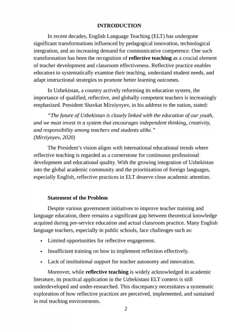 Reflective Teaching in English Language Teaching (ELT) Context 2