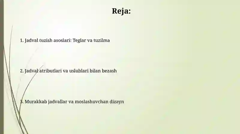 HTML tilida jadvallar hosil qilish 2