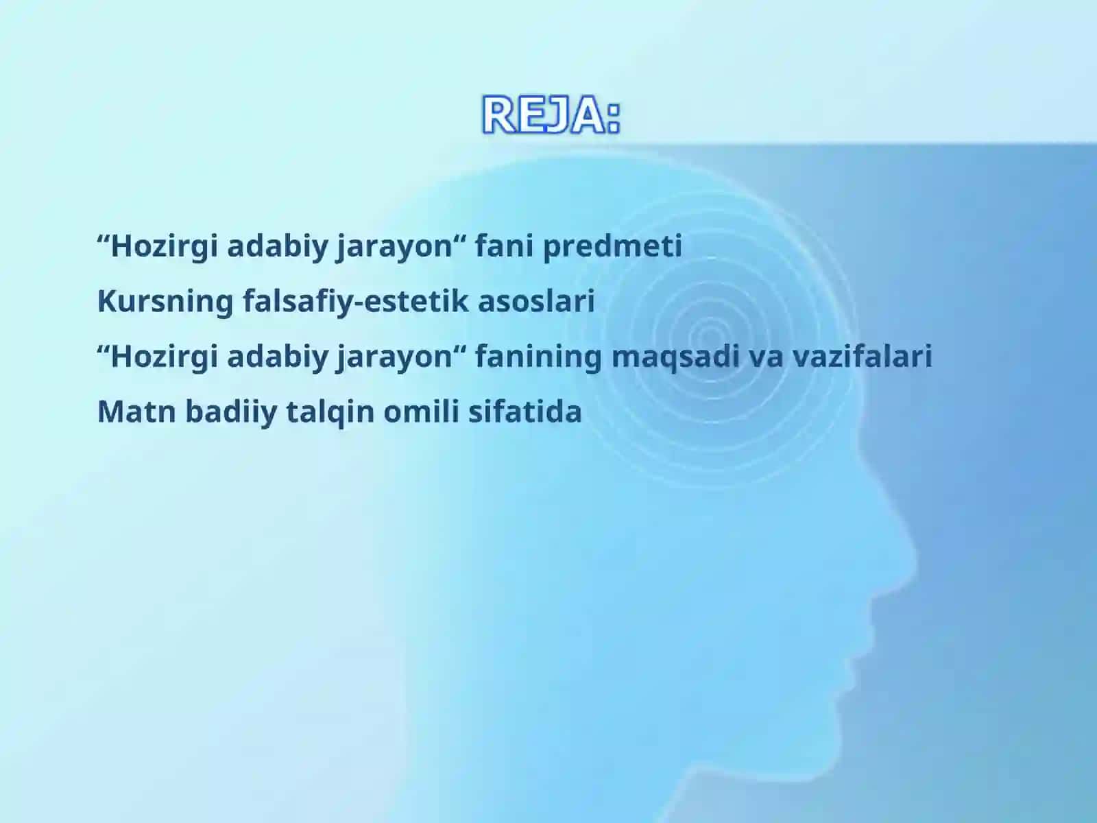 KIRISH. “HOZIRGI ADABIY JARAYON“ FANI MAQSADI VA VAZIFALARI 2