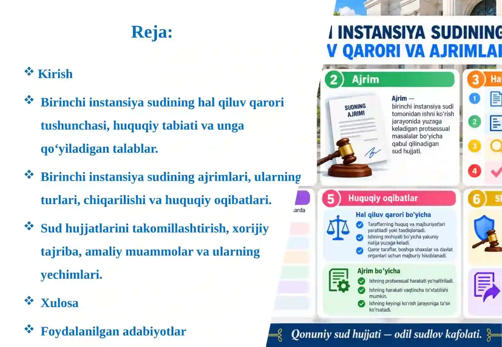 Birinchi instansiyasudining halqiluv qarori va ajrimlari 2