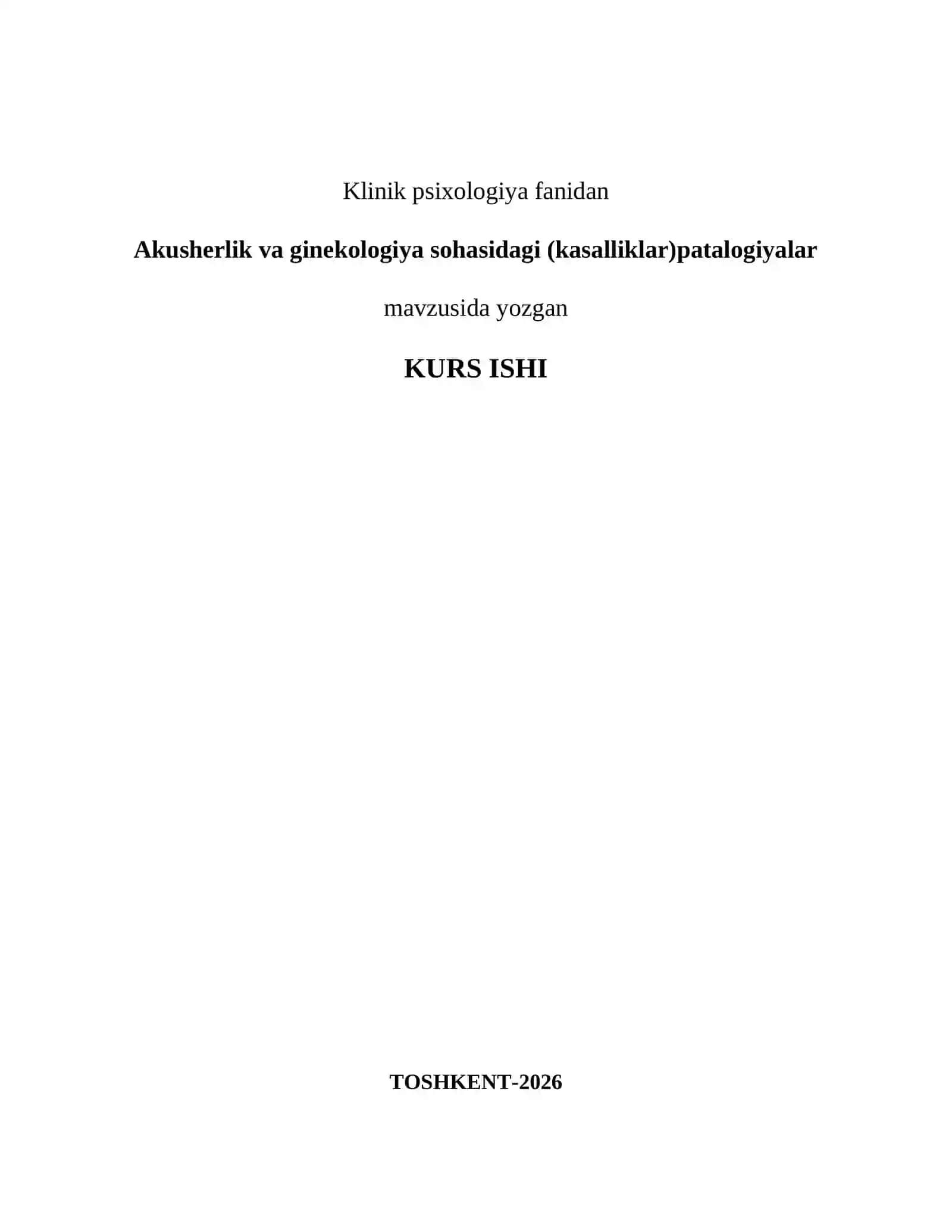 Akusherlik va ginekologiya sohasidagi (kasalliklar) patologiyalar mavzusida 2