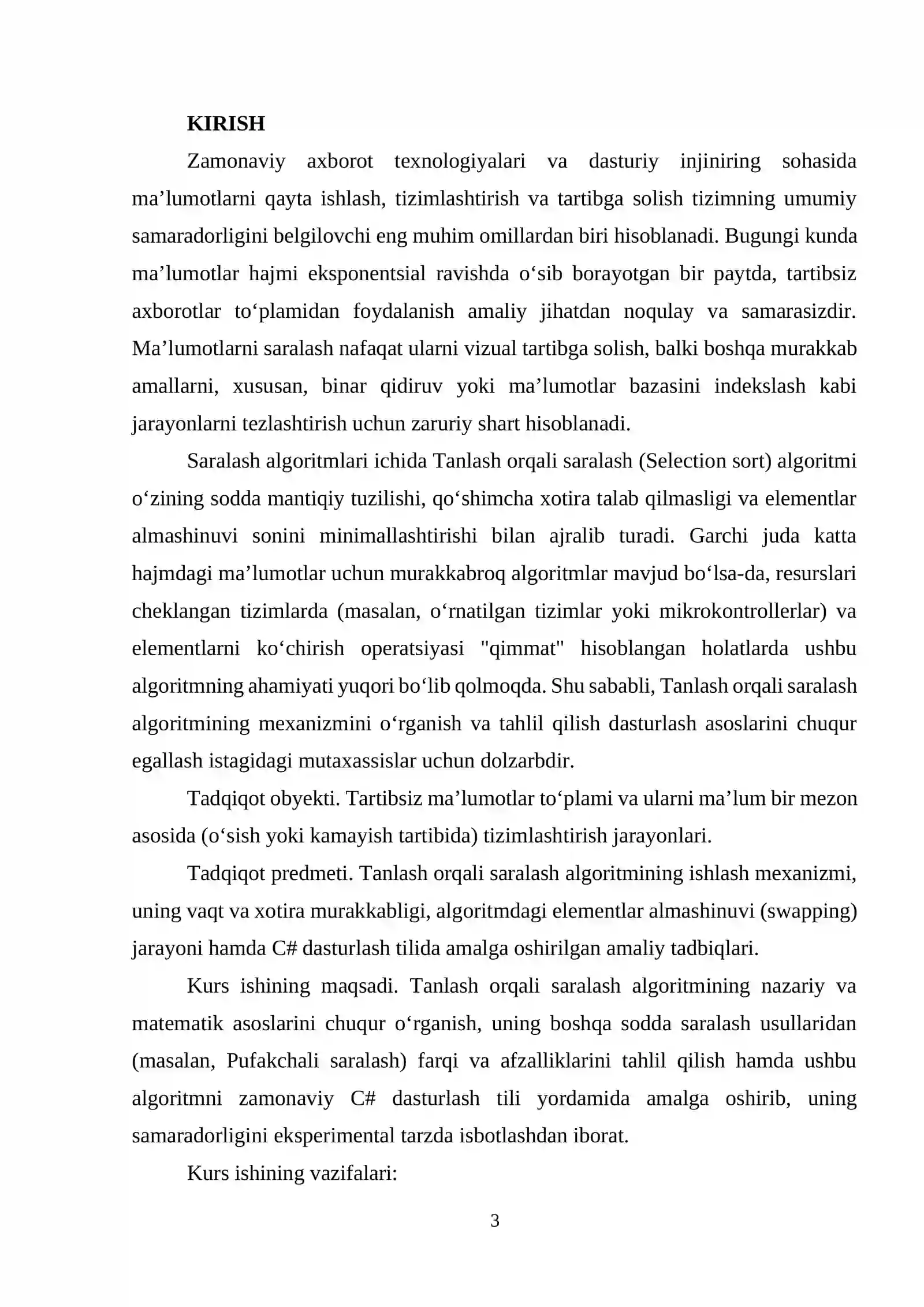 Tanlash orqali saralash (Selection sort) algoritmi 2
