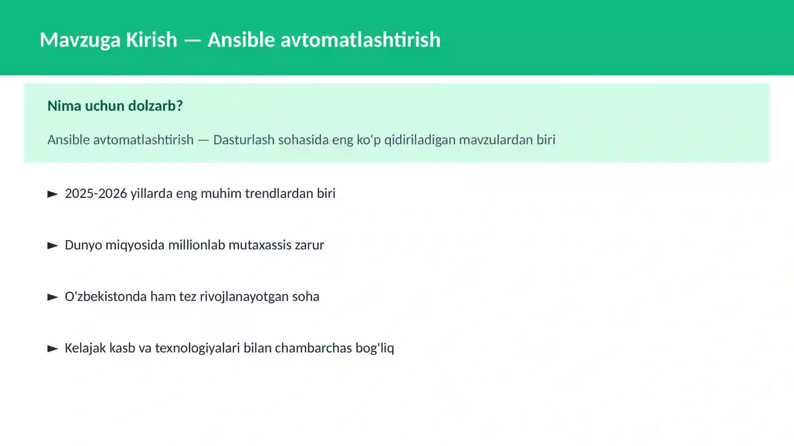 Ansible avtomatlashtirish 2