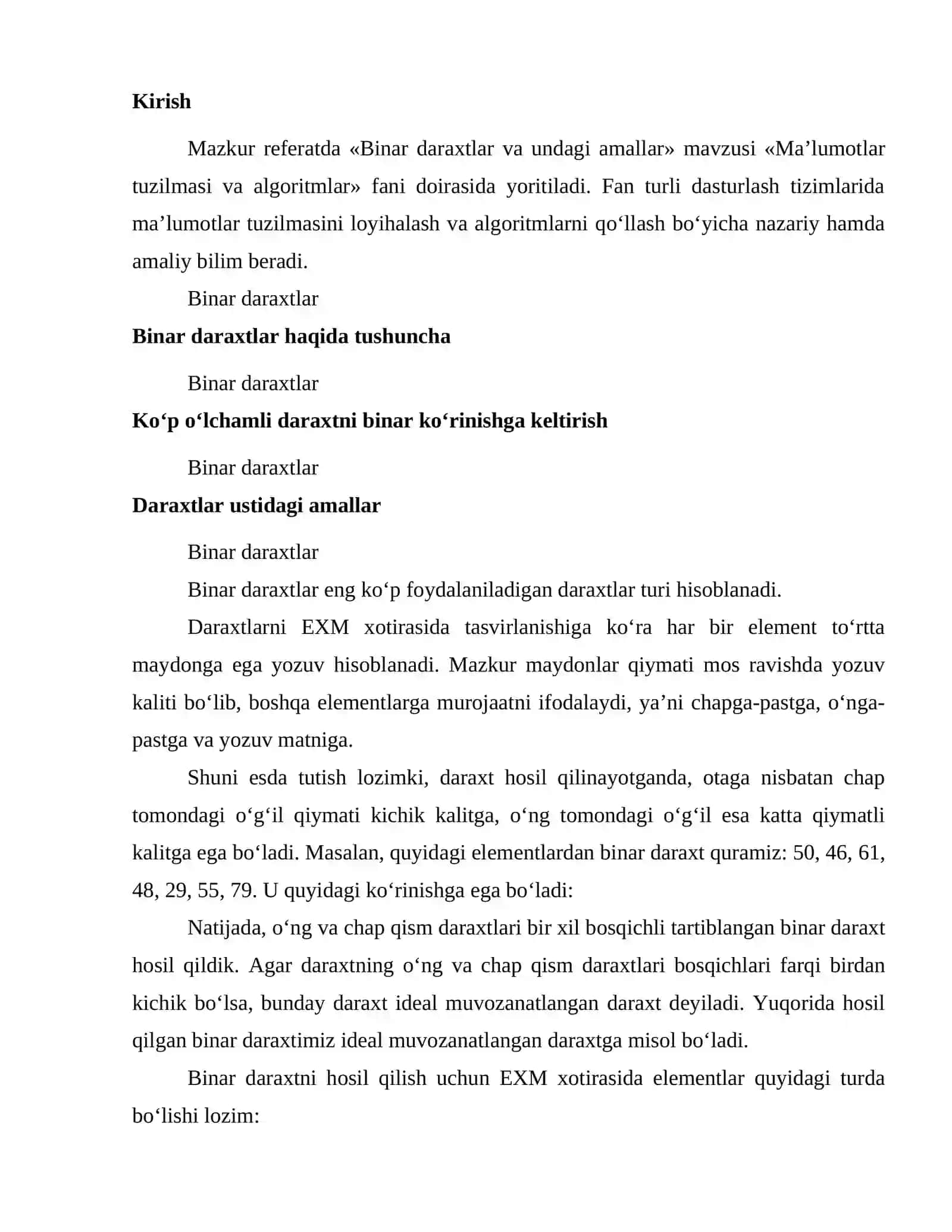 Binar daraxtlar va undagi amallar 2