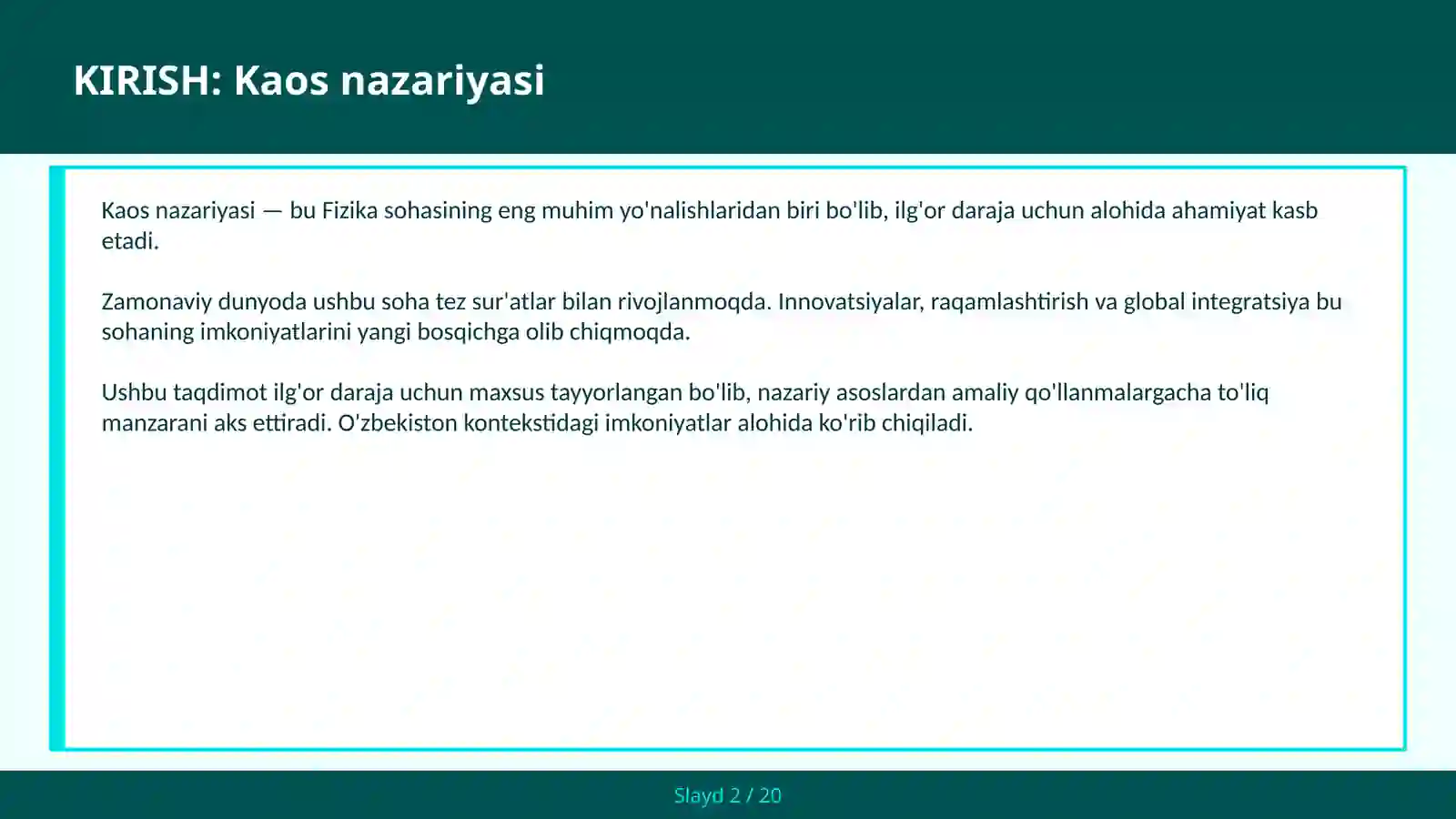 Kaos nazariyasi 2