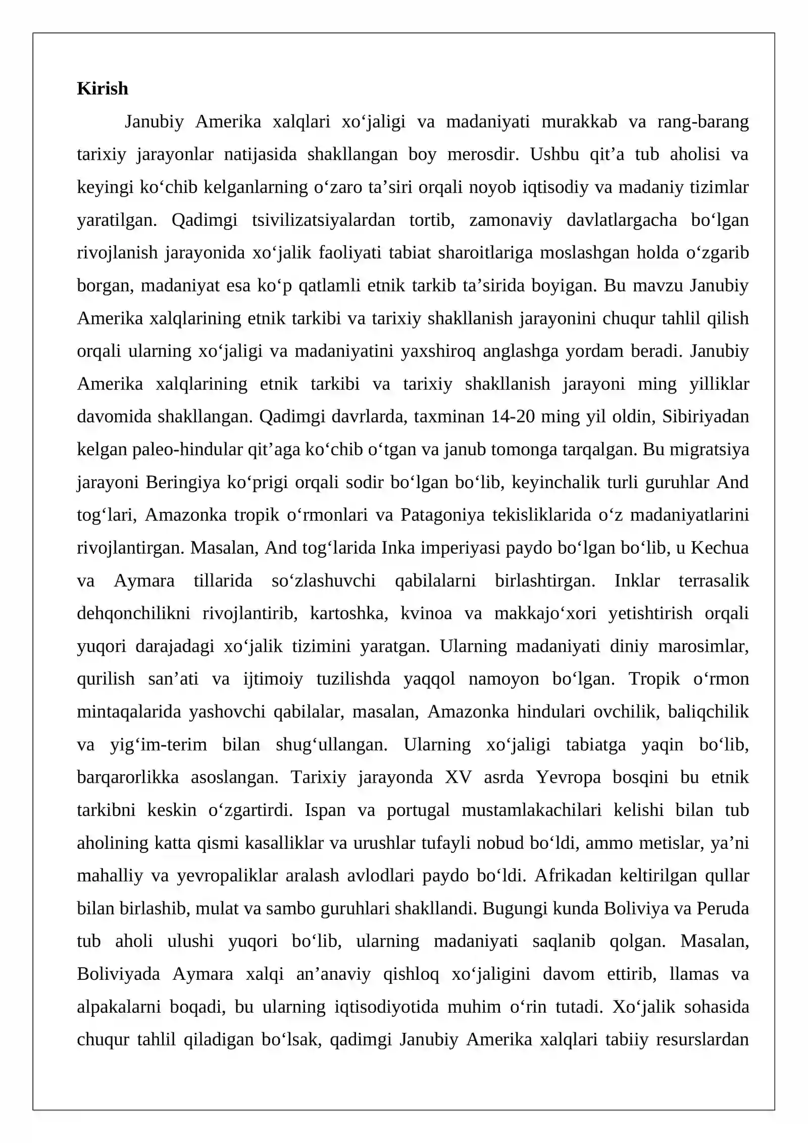 Janubiy Amerika xalqlari xoʻjaligi va madaniyati 2