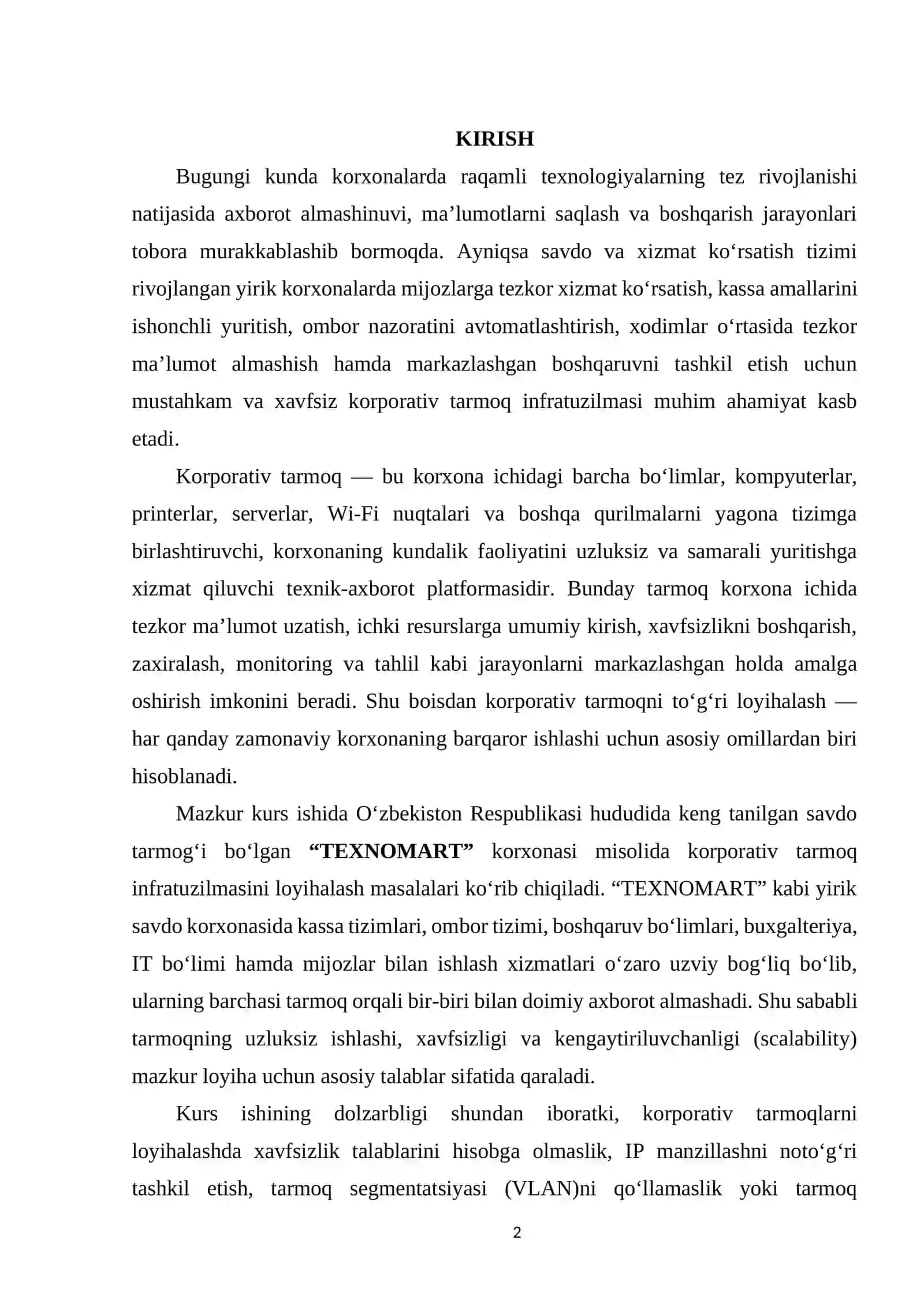 KORPORATIV TARMOQNI LOYIHALASH 2