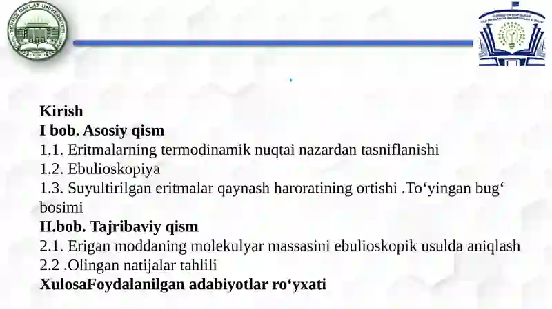 Eritmalarning qaynash harorati , Ebulioskopiya 2