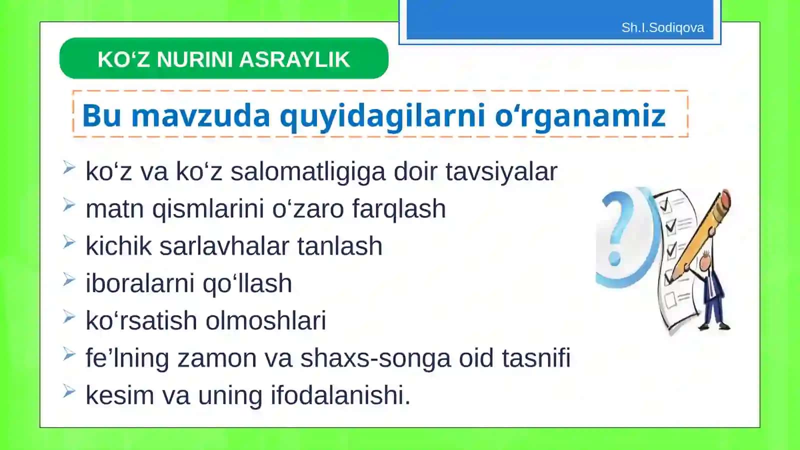 6-sinf Ona tili fani Optikaning otasi matn tinglash dars taqdimot 2