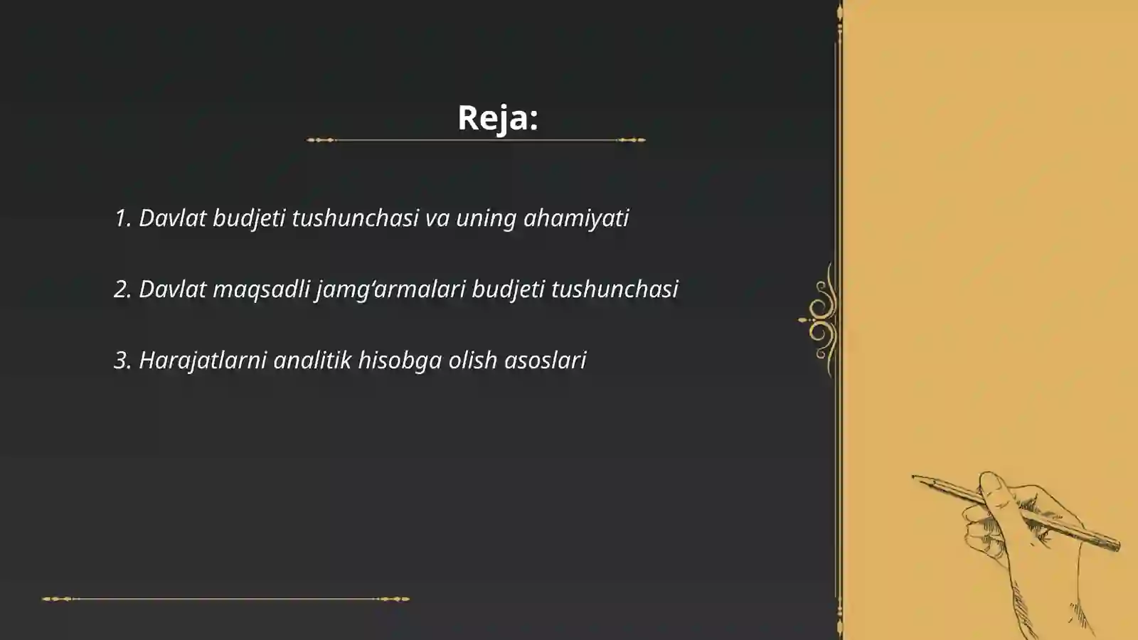 Davlat budjeti va davlat maqsadli jamg‘armalari budjeti harajatlarining analitik va sintetik hisobi 2