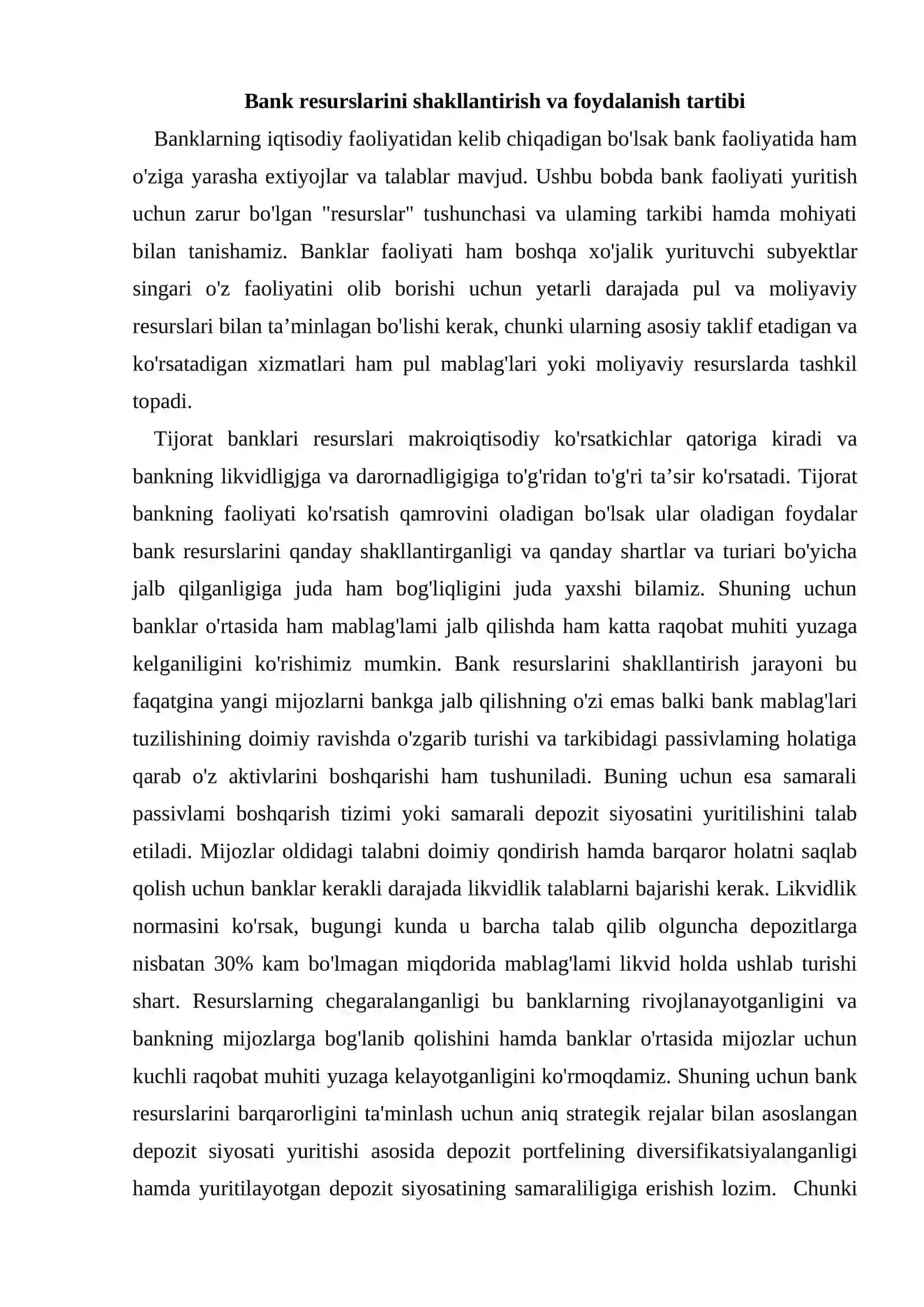 Bank resurslarini tashkil qilish banklarning passiv operatsiyalari banklarning Kredit potensiali 2